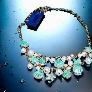 Vineyard Haven Gold Tone Nautical Beach Charm Necklace 18” + 3” Extender new